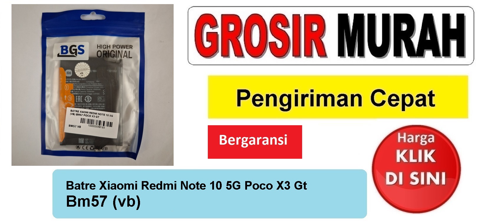 Batre Xiaomi Redmi Note 10 5G Poco X3 Gt Bm57 (vb) Baterai Battery Bergaransi Batere