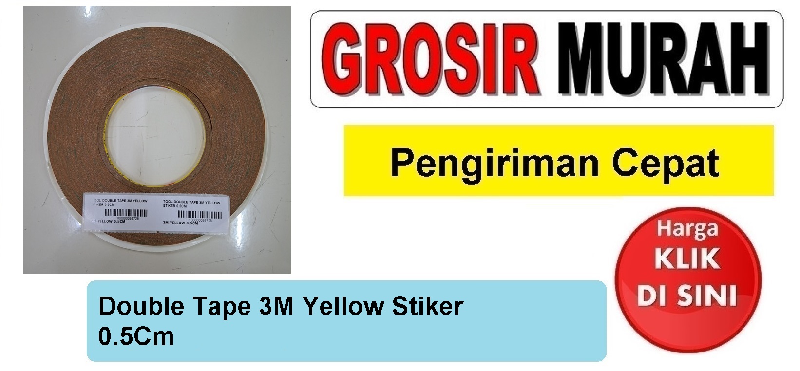 Double Tape 3M Yellow Stiker 0.5Cm Perlengkapan Service Toolkit Alat Serpis teknisi