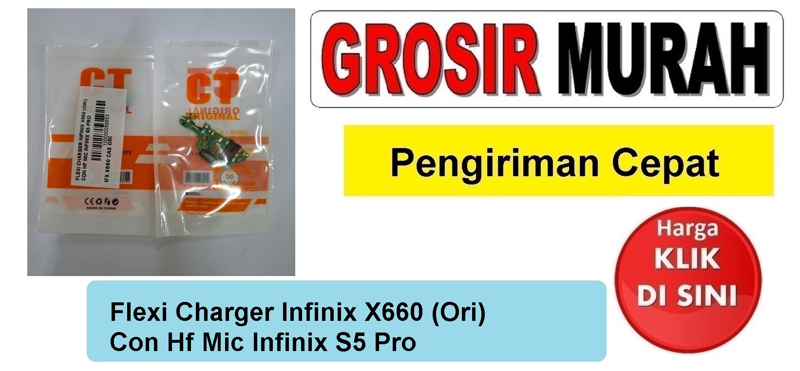 Flexi Charger Infinix S5 Pro (Ori) Infinix X660 Con Hf Mic Fleksibel Flexible Fleksi Flexibel Flex Con Tc Connector Pcb Konektor cas papan board charging