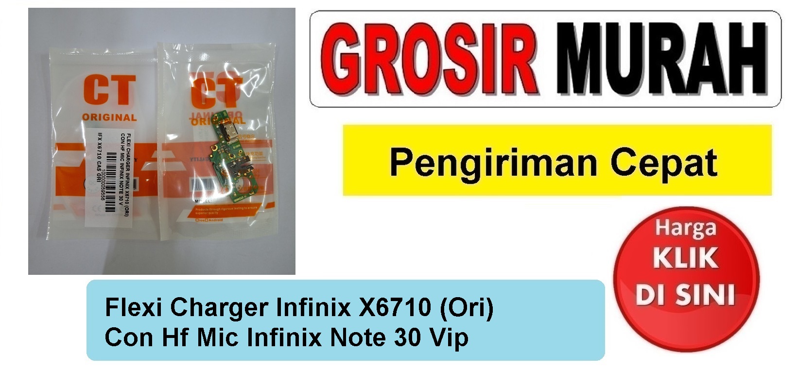Flexi Charger Infinix X6710 (Ori) Con Hf Mic Infinix Note 30 Vip Fleksibel Flexible Fleksi Flexibel Flex Con Tc Connector Pcb Konektor cas papan board charging