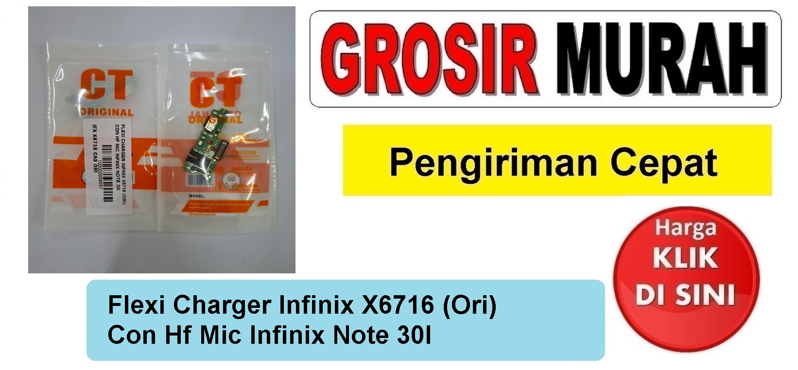 Flexi Charger Infinix X6716 (Ori) Con Hf Mic Infinix Note 30I Fleksibel Flexible Fleksi Flexibel Flex Con Tc Connector Pcb Konektor cas papan board charging