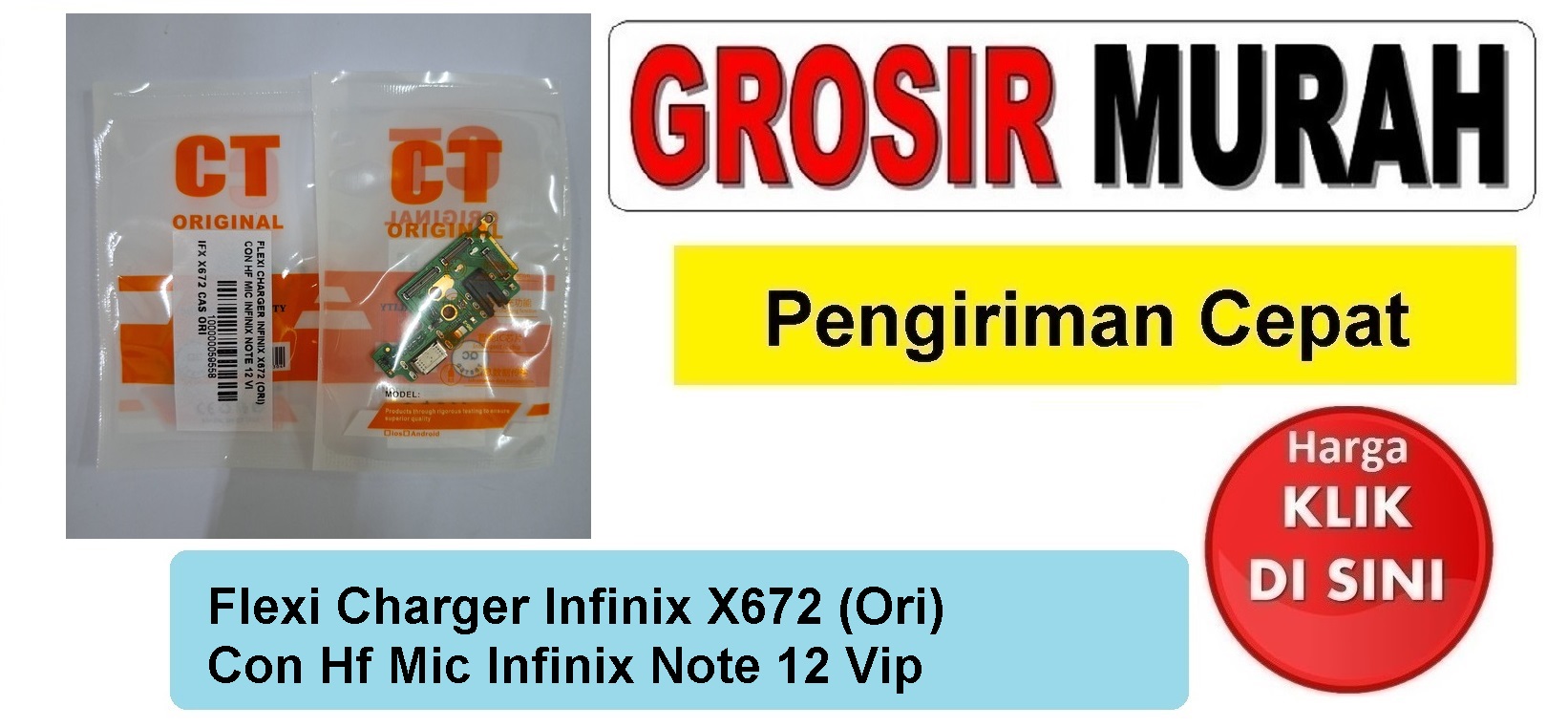 Flexi Charger Infinix X672 (Ori) Con Hf Mic Infinix Note 12 Vip Fleksibel Flexible Fleksi Flexibel Flex Con Tc Connector Pcb Konektor cas papan board charging