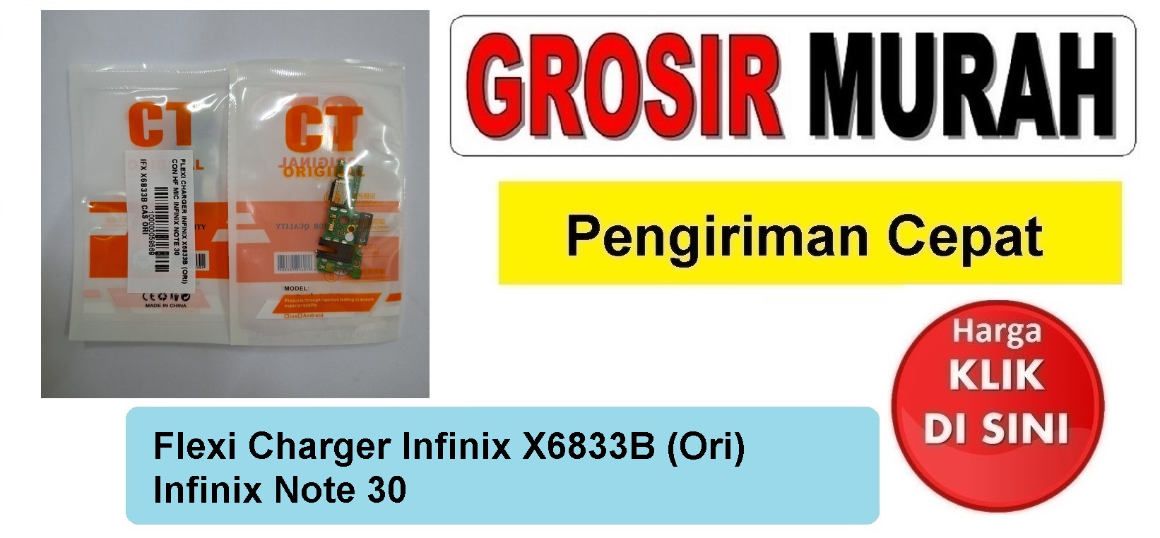 Flexi Charger Infinix X6833B (Ori) Con Hf Mic Infinix Note 30 Fleksibel Flexible Fleksi Flexibel Flex Con Tc Connector Pcb Konektor cas papan board charging