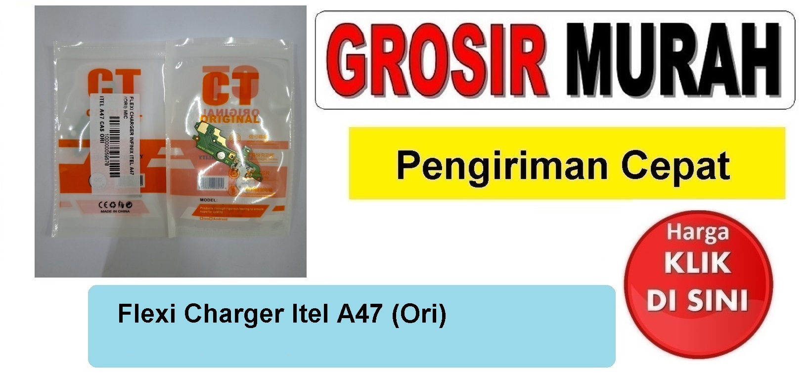 Flexi Charger Itel A47 (Ori) Mic Fleksibel Flexible Fleksi Flexibel Flex Con Tc Connector Pcb Konektor cas papan board charging