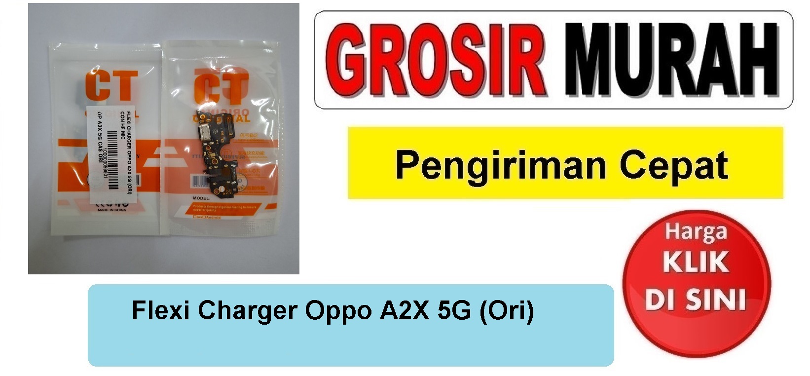 Flexi Charger Oppo A2X 5G (Ori) Con Hf Mic Fleksibel Flexible Fleksi Flexibel Flex Con Tc Connector Pcb Konektor cas papan board charging