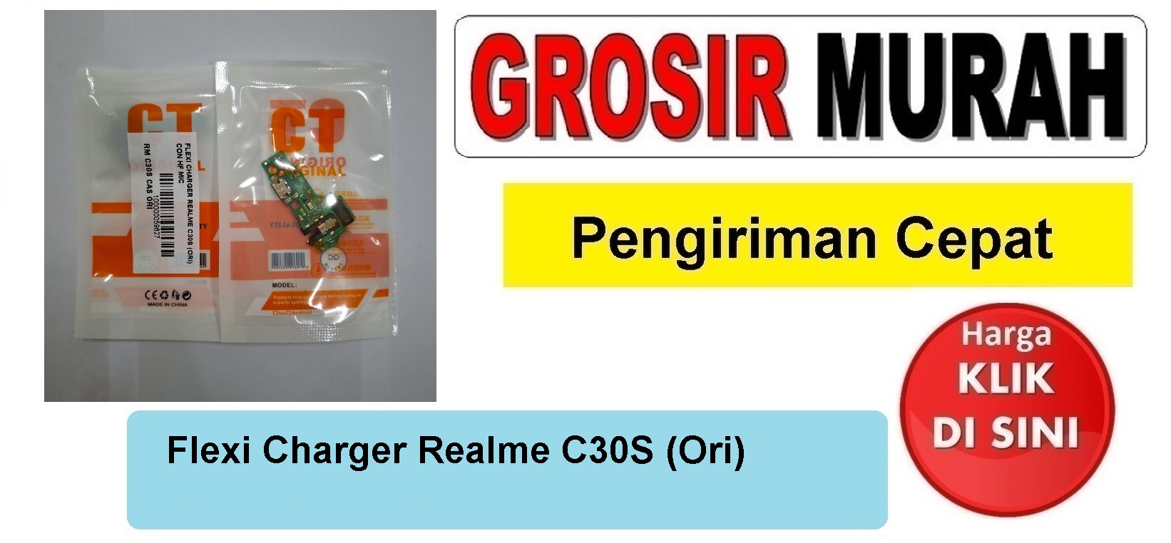 Flexi Charger Realme C30S (Ori) Con Hf Mic Fleksibel Flexible Fleksi Flexibel Flex Con Tc Connector Pcb Konektor cas papan board charging