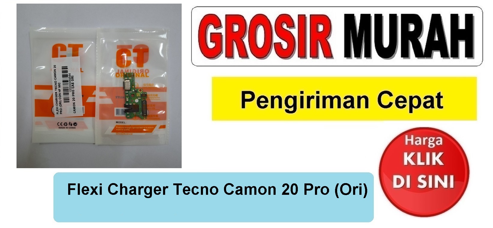 Flexi Charger Tecno Camon 20 Pro (Ori) Con Hf Mic Fleksibel Flexible Fleksi Flexibel Flex Con Tc Connector Pcb Konektor cas papan board charging