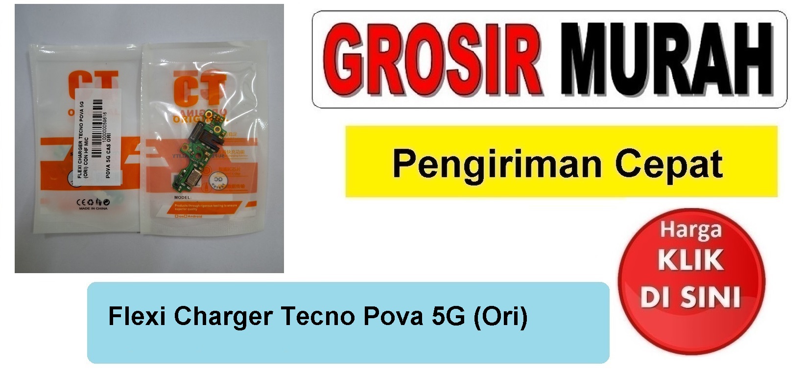 Flexi Charger Tecno Pova 5G (Ori) Con Hf Mic