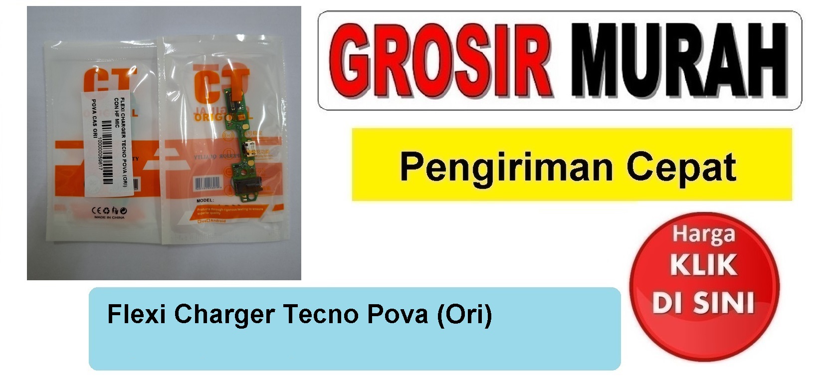 Flexi Charger Tecno Pova (Ori) Con Hf Mic Fleksibel Flexible Fleksi Flexibel Flex Con Tc Connector Pcb Konektor cas papan board charging