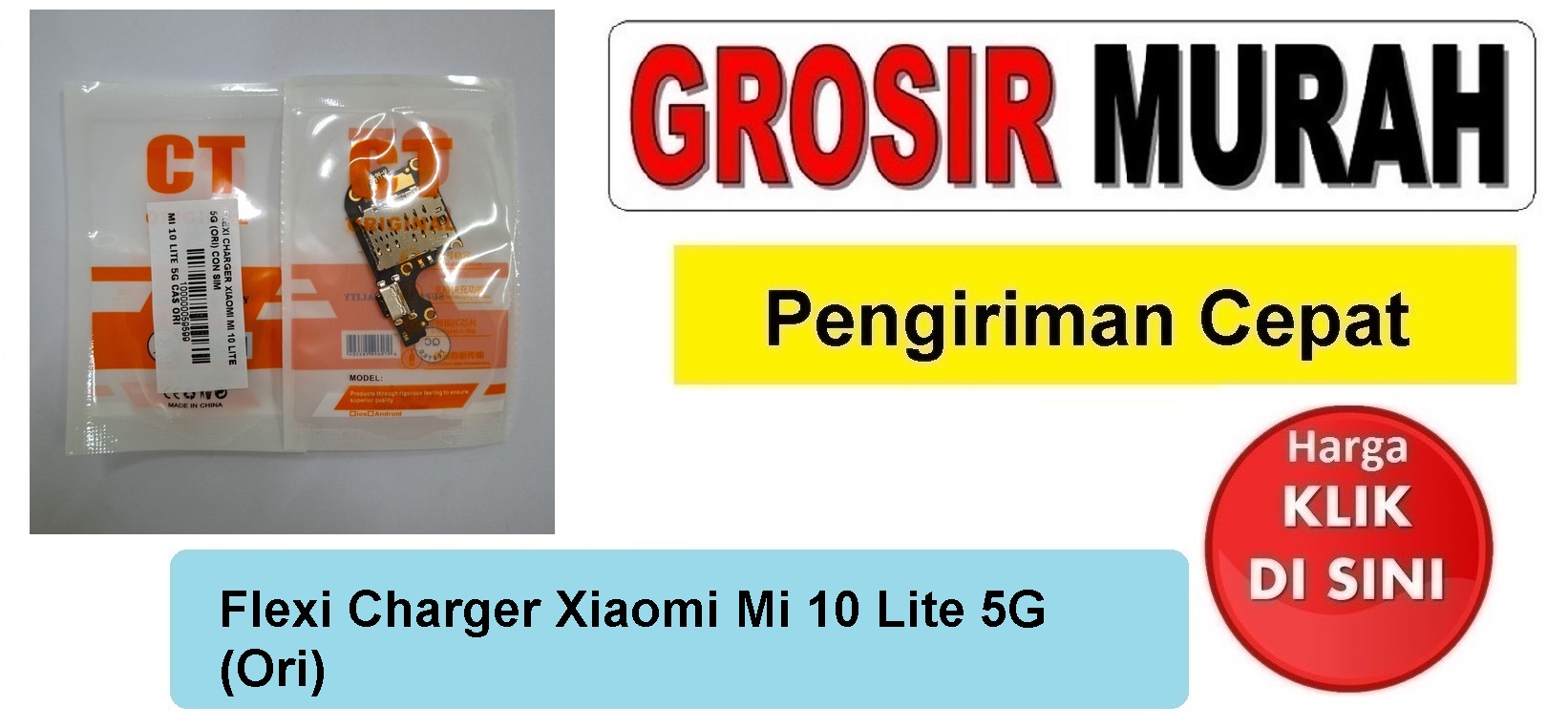 Flexi Charger Xiaomi Mi 10 Lite 5G (Ori) Con Sim Fleksibel Flexible Fleksi Flexibel Flex Con Tc Connector Pcb Konektor cas papan board charging