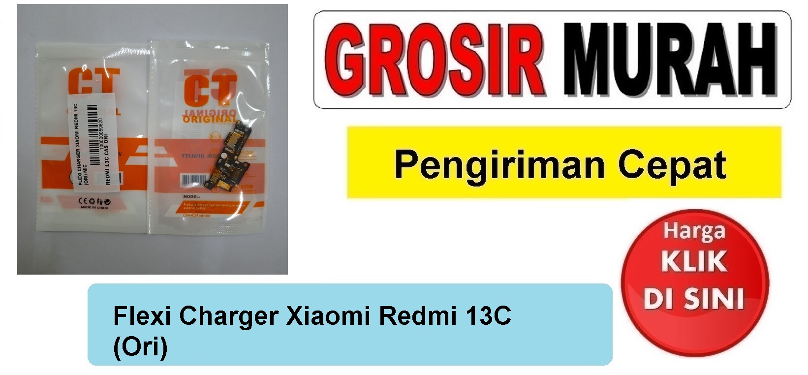 Flexi Charger Xiaomi Redmi 13C (Ori) Mic Fleksibel Flexible Fleksi Flexibel Flex Con Tc Connector Pcb Konektor cas papan board charging