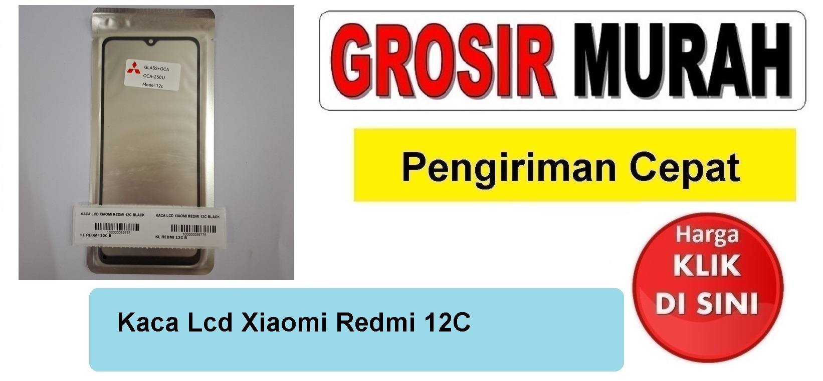 Kaca Lcd Xiaomi Redmi 12C Glass Oca Kaca Depan Layar Digitizer Panel