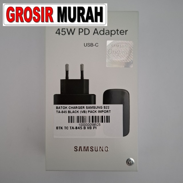 Batok Charger Samsung S22 Ta-845 Vb warna hitam Import