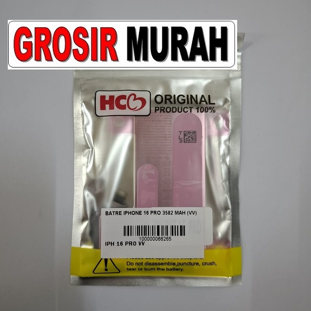 Batre Iphone 16 Pro Vv (3582 Mah) Baterai HP Original Berkualitas
