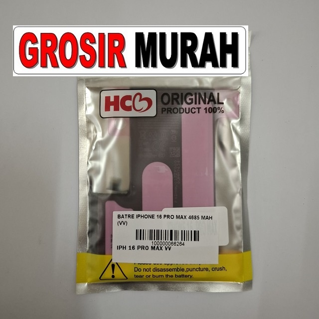 Batre Iphone 16 Pro Max Vv (4685 Mah) Baterai HP Original Berkualitas