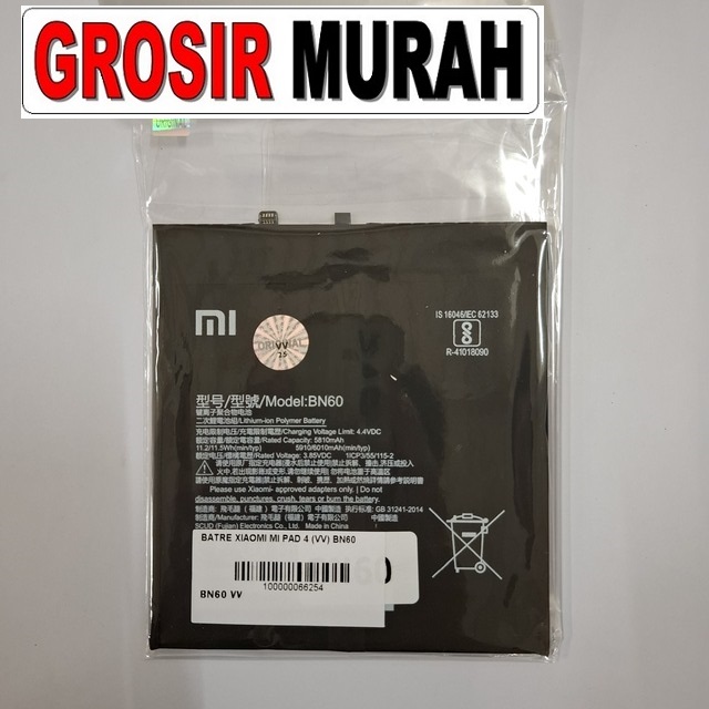 Batre Xiaomi Mi Pad 4 Bn60 Vv Baterai HP Original Berkualitas
