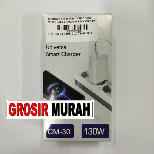 Charger Cm-30 Itel Type C 130W White Fast Charging Pack Import