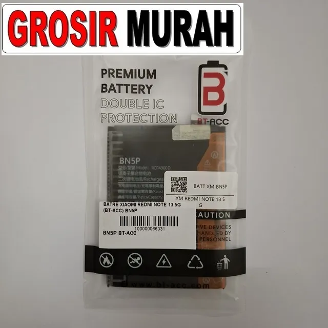 Baterai Xiaomi Redmi Note 13 5G BT-ACC BN5P berkualitas OEM dan tahan lama