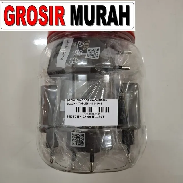 Batok Charger CA-06 Infinix Black 1 Toples Isi 11 Pcs
