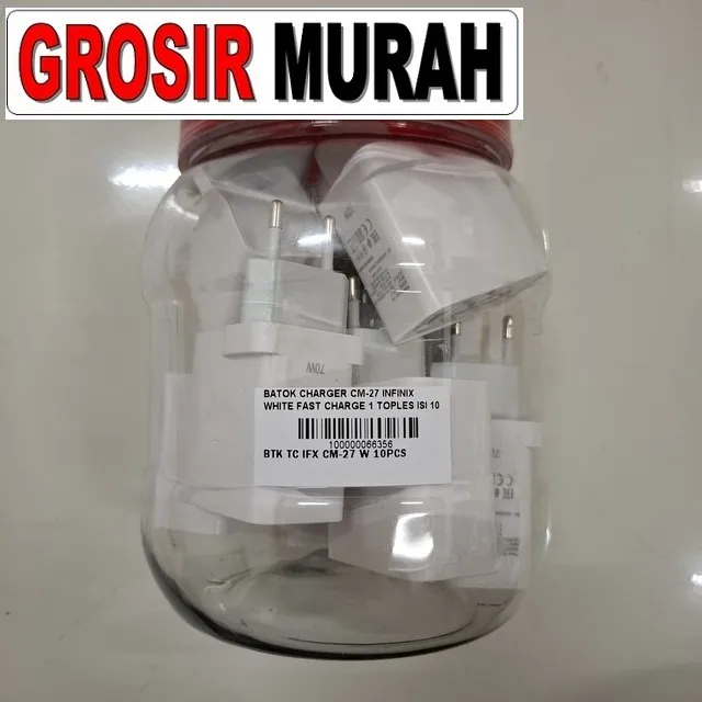 Batok Charger CM-27 Infinix White Fast Charge 1 Toples Isi 10 Pcs