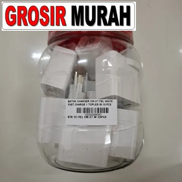Batok Charger CM-27 Itel White Fast Charge 1 Toples Isi 10 Pcs