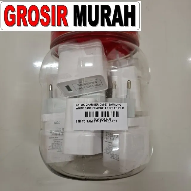 Batok Charger CM-27 Samsung White Fast Charge 1 Toples Isi 10 Pcs
