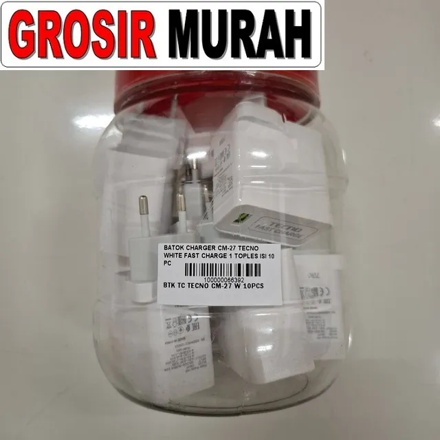 Batok Charger CM-27 Tecno White Fast Charge 1 Toples Isi 10 Pcs