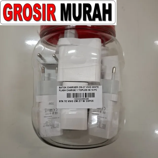 Batok Charger CM-27 Vivo White Flash Charge 1 Toples Isi 10 Pcs