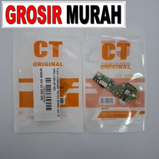 Flexi Charger Tecno Spark Go 1S Ori lengkap dengan konektor charger dan mic