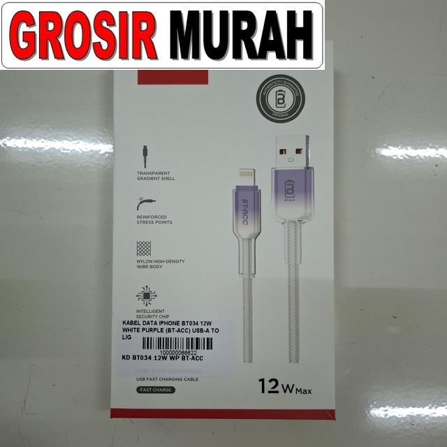 Kabel Data iPhone BT034 12W BT-Acc USB-A to Lightning - Fast Charging & Stylish