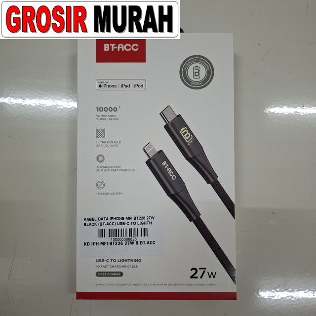 Kabel Data iPhone MFi BT226 27W BT-Acc USB-C to Lightning