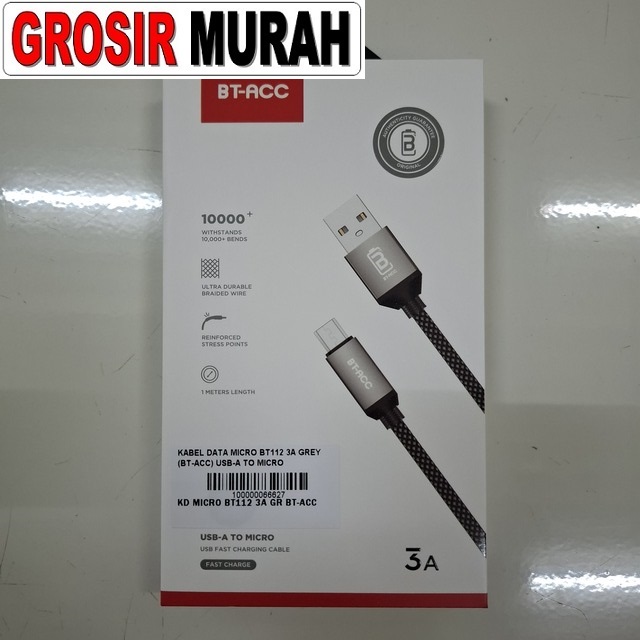 Kabel Data Micro BT112 3A BT-Acc USB-A to Micro – Fast Charging dan Tahan Lama