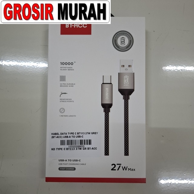 Kabel Data Type-C BT113 27W BT-Acc USB-A to USB-C