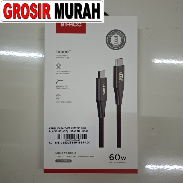 Kabel Data Type-C BT225 60W BT-Acc USB-C to USB-C