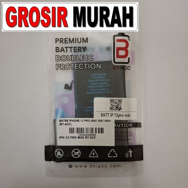 Batre iPhone 12 Pro Max 3687mAh Bt-Acc