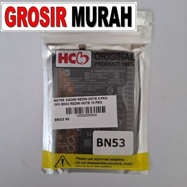 Batre Xiaomi Redmi Note 9 Pro (vv) Bn53 Redmi Note 10 Pro