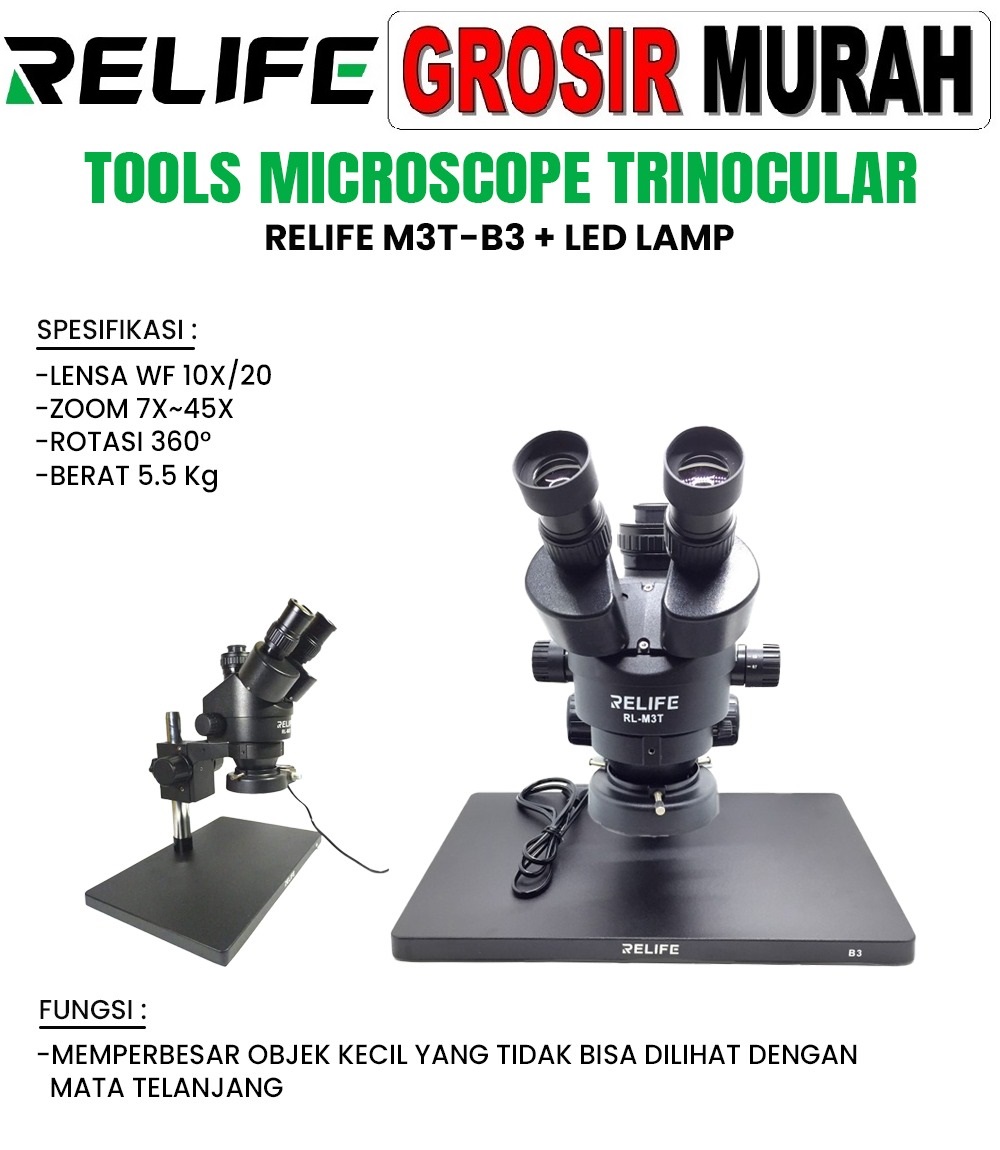 Tool Mikroskop Trinocular Relife M3t-b3 Led Lamp