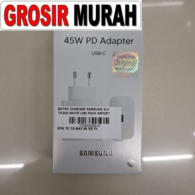 Batok Charger Samsung S22 Ta-845 White (vb) Pack Import