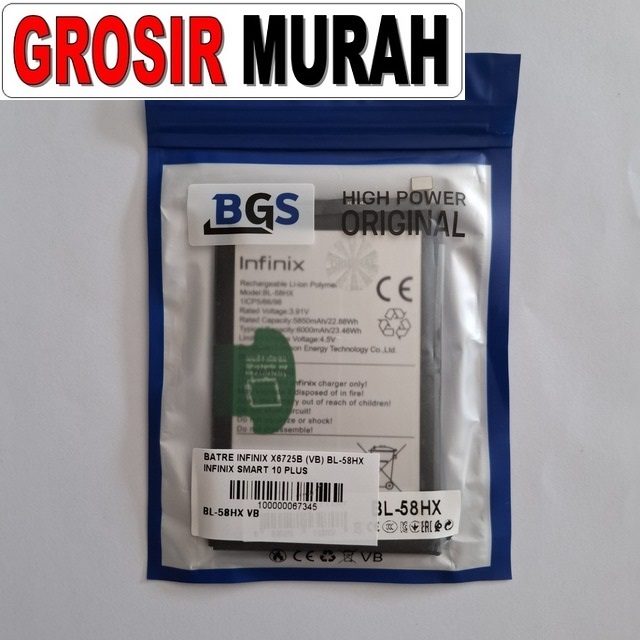 Batre Infinix X6725B BL-58HX untuk Infinix Smart 10 Plus