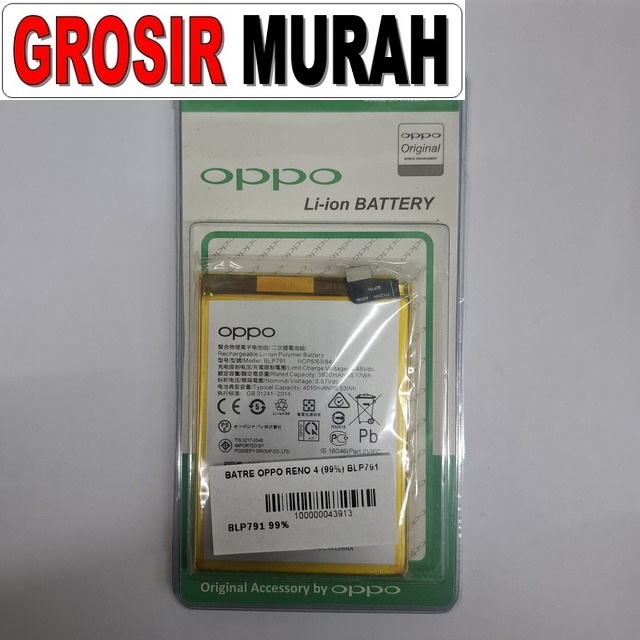 Batre Oppo Reno 4 (99%) Blp791