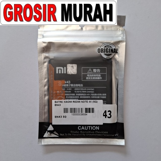 Batre Xiaomi Redmi Note 4x (sq) Bn43