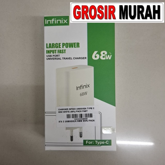 Charger Infinix U6800Xea Type C 68W White (99%) Pack Fast