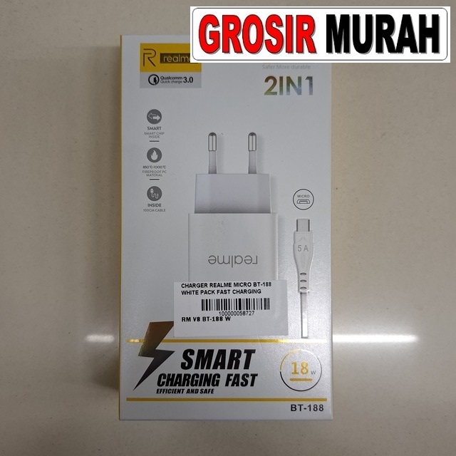 Charger Realme Micro Bt-188 White Pack Fast Charging
