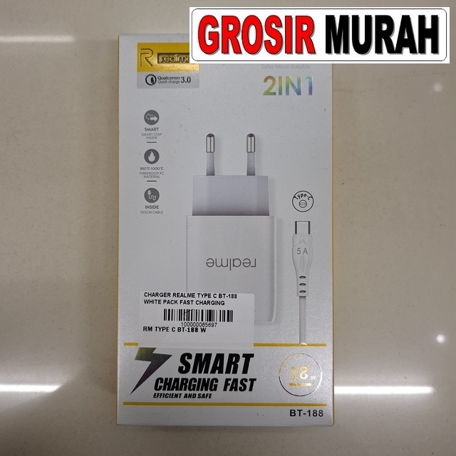 Charger Realme Type C Bt-188 White Pack Fast Charging