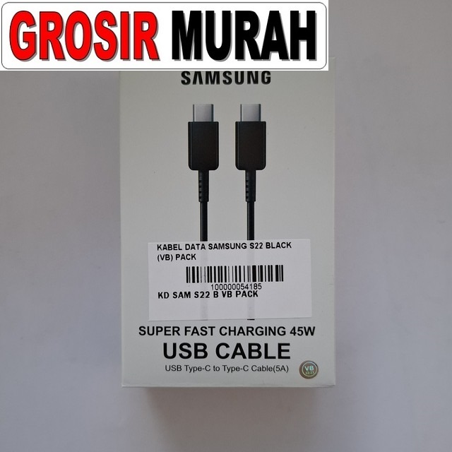 Kabel Data Samsung S22 Black (vb) Pack