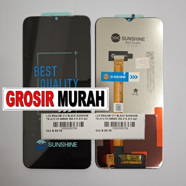 LCD Realme C11 Sunshine C12 V3 Narzo 30A C15 A15 Q2i 5G A16K A16E A35 Black