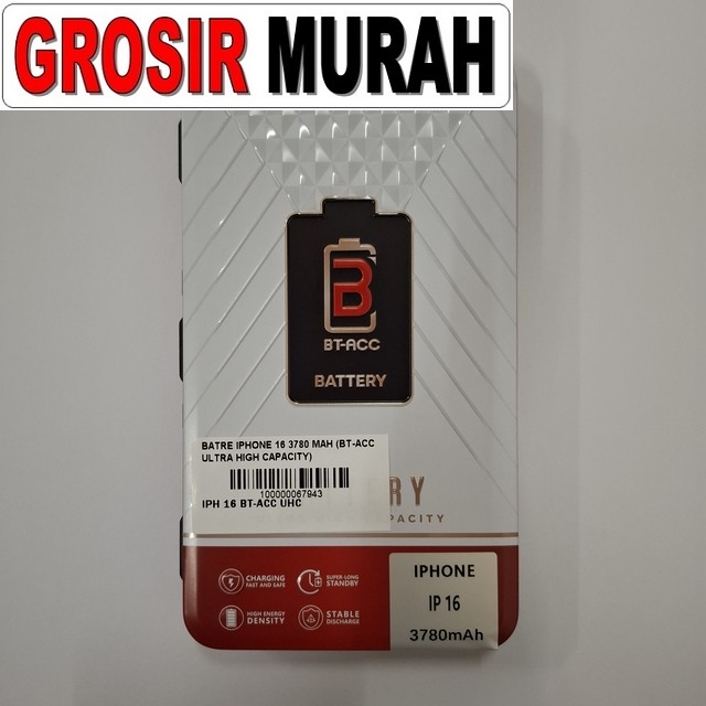 Batre iPhone 16 BT-ACC Ultra High Capacity 3780 mAh