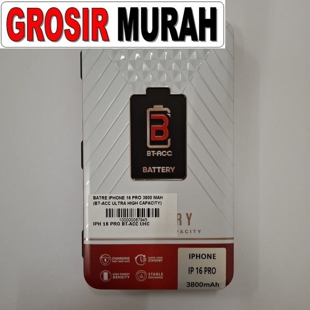 Batre iPhone 16 Pro 3800 mAh BT-ACC Ultra High Capacity