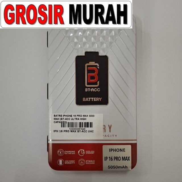 Batre Iphone 16 Pro Max 5050 Mah (bt-acc Ultra High Capacity)
