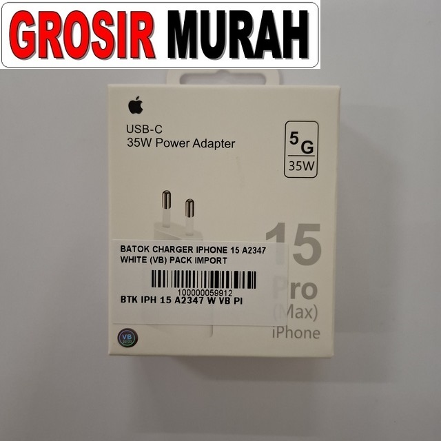 Batok Charger iPhone 15 A2347 VB White